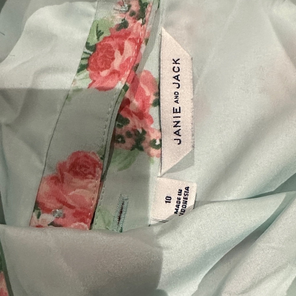 Janie and Jack Floral Dress in Light Blue and Coral - Picture 2 of 2